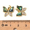 Brass & Paua Shell & Clear Cubic Zirconia Pendants KK-G538-01G-3