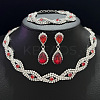 Alloy Rhinestone Pendant Necklaces & Earrings Sets for Women WGE8301-06-1