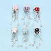 Butterfly & Crown Alloy Rhinestone Tassel Chain Dangle Beads OACR-N141-03-1