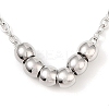 Non-Tarnish 304 Stainless Steel Cable Chain Round Beads Pendant Necklaces for Women NJEW-Z047-02P-2