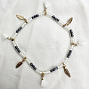 Bohemian Style Alloy Feather Charm Tassel Plastic Seed Beaded Stretch Anklets FS-WGB8A48-03-1
