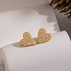 304 Stainless Steel Full Crystal Rhinestone Heart Stud Earrings for Women IV5309-2-1