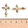 Rack Plating Brass Cubic Zirconia Religion Cross Connector Charm KK-C084-11C-G-3