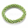 AB Color Plated Faceted Opaque Glass Beads Stretch Bracelets BJEW-S144-003D-09-2