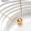 304 Stainless Steel Round Ball Pendant Necklaces for Women NJEW-K255-51G-2