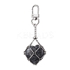 Brass Macrame Pouch Empty Stone Holder Pendant Decoration HJEW-JM01682-02-3