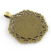 Tibetan Style Polygon Alloy Big Pendant Cabochon Settings X-TIBEP-Q051-19AB-NR-2
