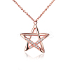 925 Sterling Silver Star Rhinestone Pendant Necklaces TS-N264-RG-1