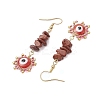Evil Eye Natural Red Jasper Chip & Seed Beads Dangle Earrings EJEW-MZ00166-03-4