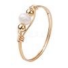 Copper Wire Wrapped Natural Cultured Freshwater Pearl Beads Finger Rings for Women RJEW-JR00775-01-1