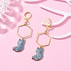 Rack Plating Alloy Cat Dangle Leverback Dangle Earrings EJEW-JE05502-04-3