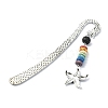 Chakra Raw Natural Dyed Lava Rock Beaded Bookmarks AJEW-JK00291-2