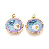 304 Stainless Steel and Enamel Resin Porcelain Glitter Powder Pendants STAS-T069-85A-1