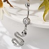 Alloy Rhinestone Snake Curved Barbell Belly Rings LS-AJEW-R007-03P-01-2