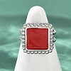 Square 304 Stainless Steel Enamel Finger Rings for Women RJEW-G355-06P-02-3