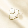 304 Stainless Steel with Natural Shell Open Cuff Rings for Women GL4110-1-1