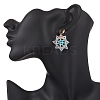 Handmade Glass Seed Beads Flower Dangle Stud Earrings EJEW-MZ00570-5