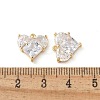 Brass Micro Pave Clear Cubic Zirconia Pendants KK-Q031-42G-03-3