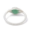 Horse Eye Natural Green Aventurine & Amethyst & Rose Quartz Finger Rings RJEW-JR00843-02-5