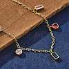 Ion Plating(IP) 304 Stainless Steel Colorful Cubic Zirconia Charm Anklets for Women STAS-P379-01G-2