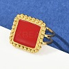 Square 304 Stainless Steel Enamel Finger Rings for Women RJEW-G355-06G-02-1