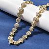 Brass Micro Pave Clear Cubic Zirconia Flat Round Link Chain Necklaces for Women NJEW-B157-18G-3