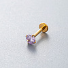 G23 Titanium Alloy Cubic Zirconia 17 Gauge Flat Round Threadless Labrets WG94BD7-41-1