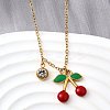 304 Stainless Steel Red Enamel Pendant Necklaces for Women NJEW-U043-02C-G-1