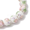 2Pcs 2 Colors Handmade Flower Printed Porcelain Ceramic Round Beads Stretch Bracelets for Women BJEW-JB12091-6