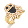 Ghost Brass Enamel Cuff Rings for Women RJEW-B117-02G-4