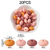 20Pcs 4 Colors Food Grade Eco-Friendly Silicone Focal Beads SIL-YW0001-12C-3