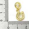 Rack Plating Brass Pave Clear Cubic Zirconia U Shape/Horse Shoes European Dangle Charms KK-Z067-40G-02-3