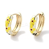 Real 18K Gold Plated Brass Enamel Flower Print Hoop Earrings for Women EJEW-L269-116G-2
