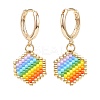 Rainbow Color Japanese Seed Braided Hexagon Dangle Hoop Earrings EJEW-MZ00005-2