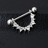 316 Surgical Stainless Steel Micro Pave Clear Cubic Zirconia Piercing Nipple Rings WGC2D91-03-1