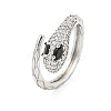 304 Stainless Steel Cubic Zirconia Open Cuff Ring for Women LS-RJEW-S406-05P-02-1
