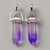 Glass Double Terminal Pointed Pendants LS-G-WH0016-41J-1