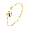 Rack Plating Brass Pave Clear Cubic Zirconia Sun Open Cuff Bangles BJEW-B110-03G-01-1