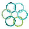 6Pcs 6 Styles 8mm Glass Round Beaded Stretch Bracelet Sets BJEW-TAC0025-2
