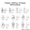 100Pcs 10 Styles Tibetan Style Alloy Pendants FIND-CJ0002-30-8