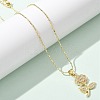Brass Micro Pave Clear Cubic Zirconia Pendant Necklaces for Women NJEW-M084-02G-01-5