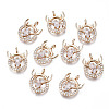 Brass Micro Pave Clear Cubic Zirconia Charms KK-S359-094-RS-1