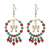 Christmas Themed Handmade Glass Seed Beads Dangle Earrings EJEW-MZ00488-01-3