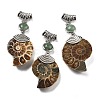 Natural Green Aventurine Fossil Snail Pendants G-F062-02-1