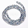 Faceted(32 Facets) Round Half Rainbow Plated Electroplate Glass Beads Strands X-EGLA-J130-HR13-2