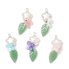 Handmade Lampwork Pendants with 304 Stainless Steel Jump Rings and Cellulose Acetate(Resin) Bead Caps and Tibetan Style Alloy Bead Frames Pendants PALLOY-JF03873-1