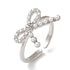 Bowknot Brass Micro Pave Clear Cubic Zirconia Open Cuff Rings for Women RJEW-C098-06P-1