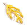 Handmade Glass Seed Beaded Leaf Shape Pendants PALLOY-MZ00935-03-3