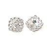 Flower Brass Clear Cubic Zirconia Bead Caps KK-V008-01P-1