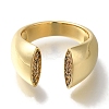 Rack Plating Brass Clear Cubic Zirconia Wide Open Cuff Rings RJEW-S411-15G-2